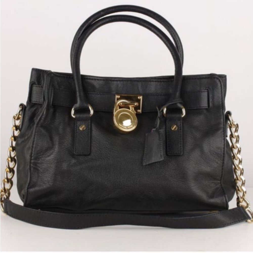 Michael kors Black Leather Satchel with Gold Hardware & Detachable Strap NWOT - Picture 2 of 11